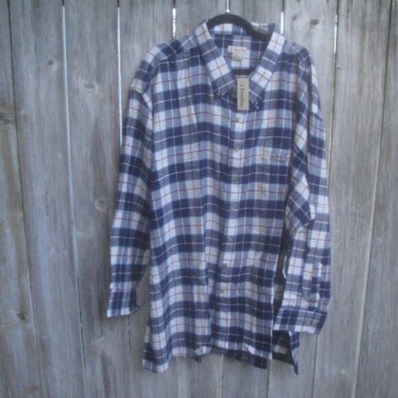 NEW Foxfire Shirt Men's Size 4XB Flannel Cotton Button Down Blue White Plaid - Picture 1 of 3